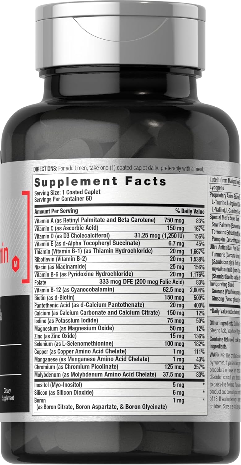 Horbäach Mens Multivitamin with Vitamin C, D, Magnesium, Minerals 60 Caplets - Galeri