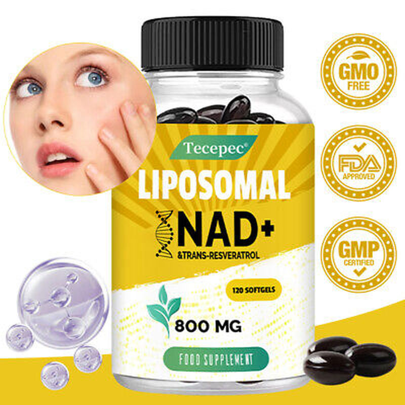 Tecepec Liposomal NAD+ Resveratrol 800mg - for Anti Aging, Nicotinamide Booster, Cell Regenerator - Galeri