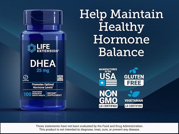Life Extension, Dhea 25 mg 100 dissolve-in-mouth tablets (Vejetaryen Ağızda Çözünen Tablet) - Galeri