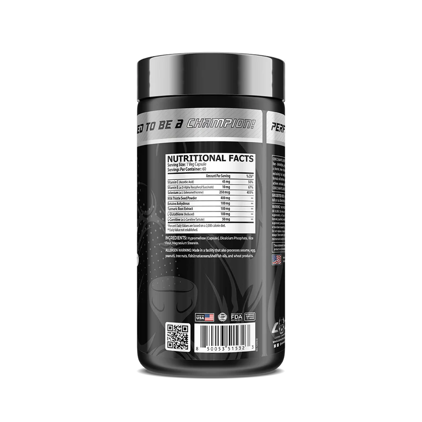 CORE CHAMPS LIVER SUPPORT Milk Thistle , Betaine , Turmeric , Selenium 60 Veg Caps - By Kai Greene - Galeri