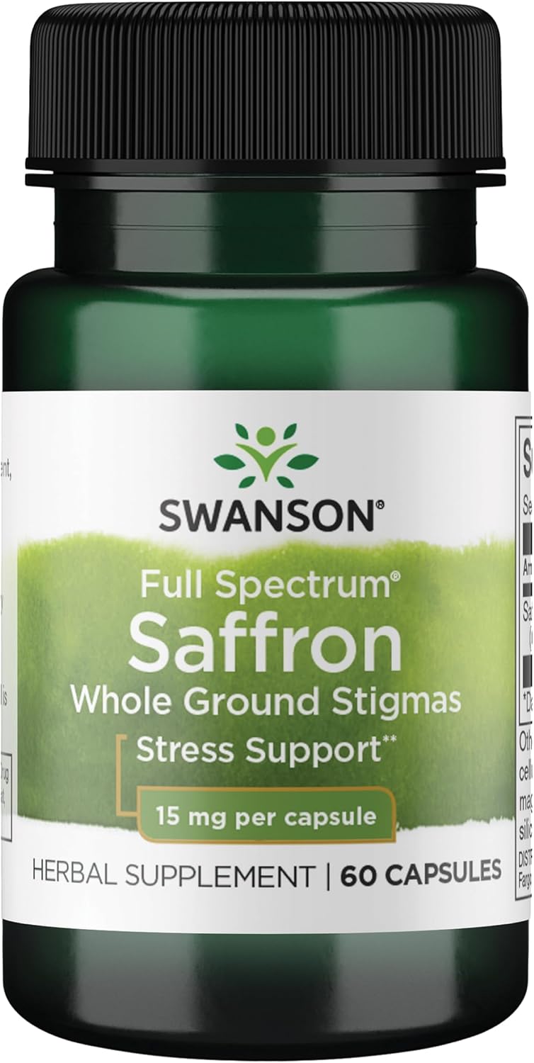 Swanson Full Spectrum Saffron Safran Whole Ground Stigmas Mood Support & Stress Management 60 Caps