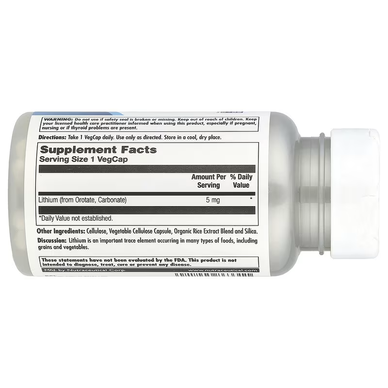KAL Lithium Orotate Brain & Cognitive Mood Support 5 mg 120 VegCaps - Galeri