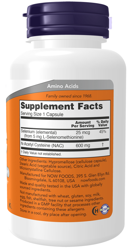 NOW Foods NAC 600 mg 100 Vegetarian Capsules - Galeri