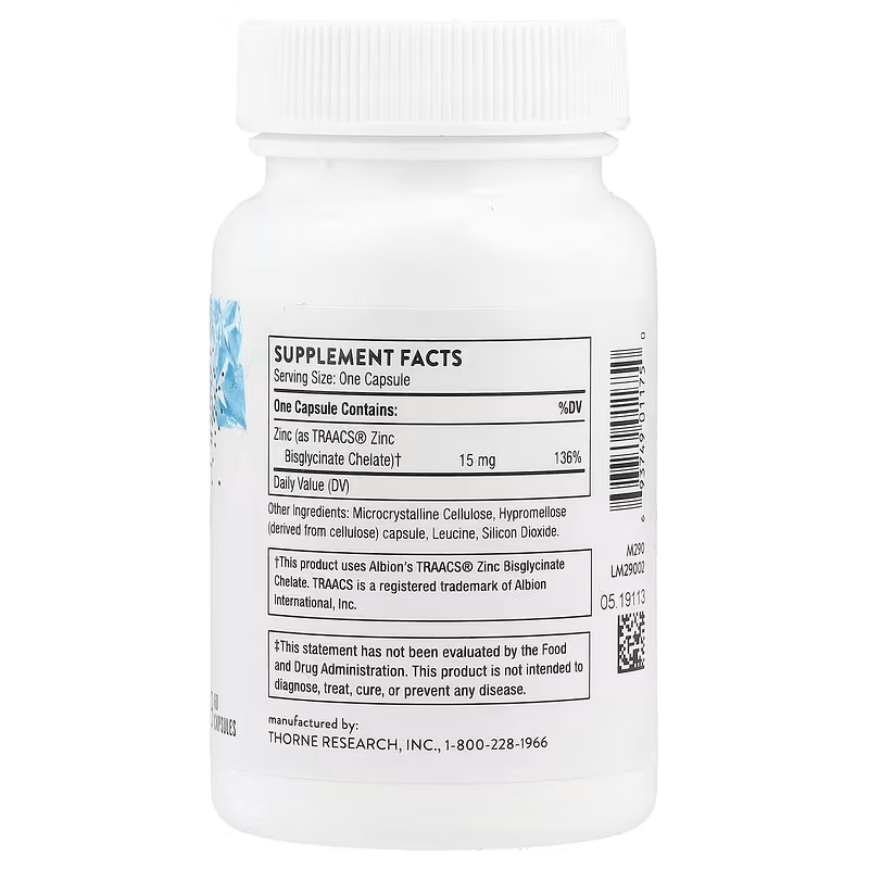 Thorne Zinc Çinko Bisglycinate 15 mg, 60 Capsules - Galeri