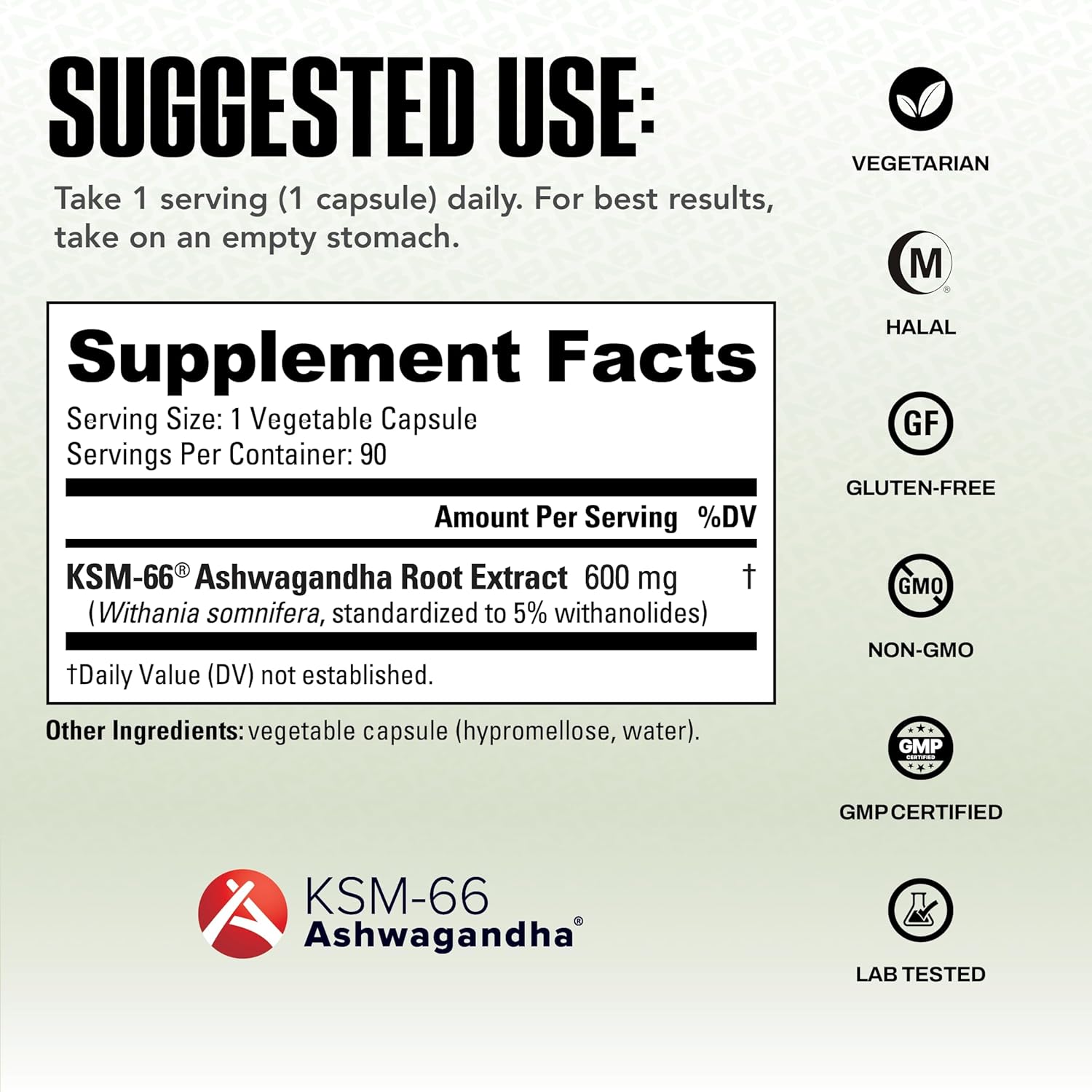 NutraBio Ashwagandha KSM66 Herbal for Stress Mood & Performance 600 MG 90 Caps - Galeri