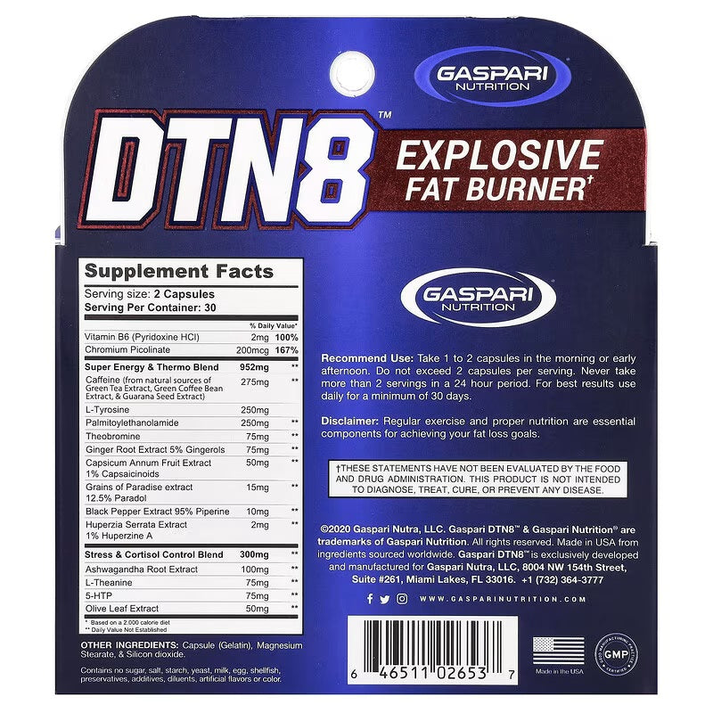 Gaspari Nutrition DTN8 Explosive Fat Burner  60 Kapsül - Galeri