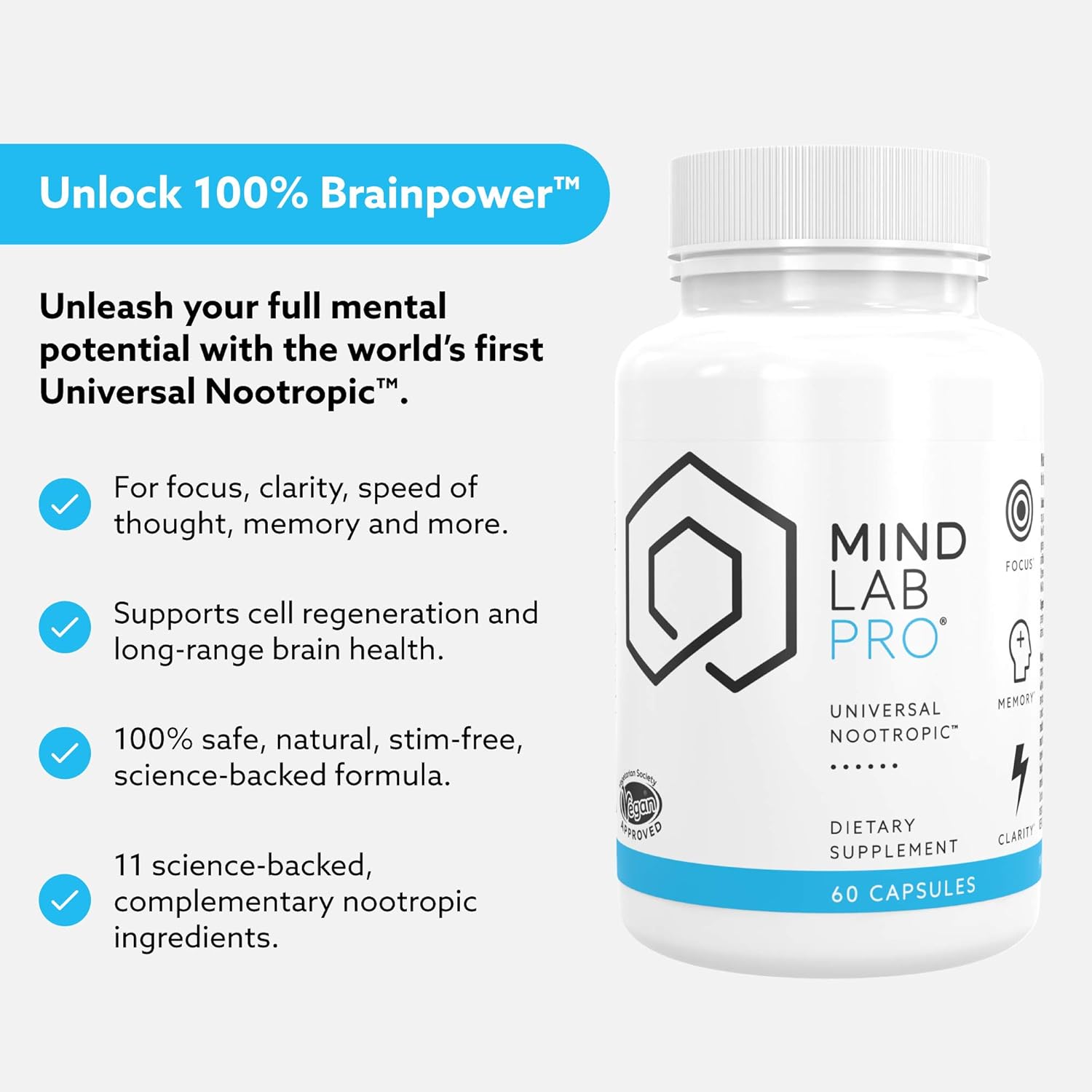 Mind Lab Pro Universal Nootropic Brain Booster Focus, 60 Caps - Galeri