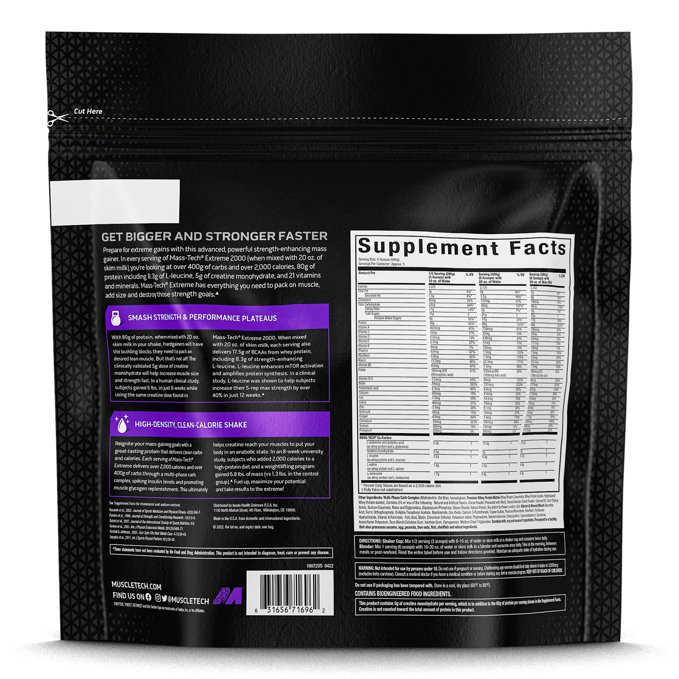 MuscleTech MassTech Extreme Gainer with Protein Weight Gain 2000 - 2.72kg - Galeri