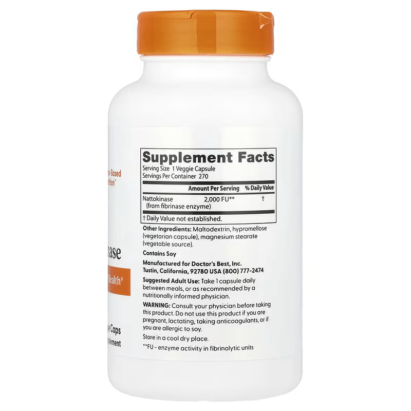 Doctor's Best Nattokinase Gut Health 2,000 FUs 270 Veggie Caps - Galeri