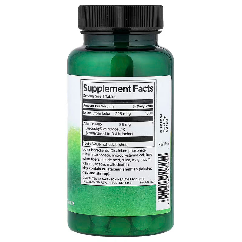 Swanson Atlantic Kelp Thyroid Iodine Support 250 Tablets - Galeri