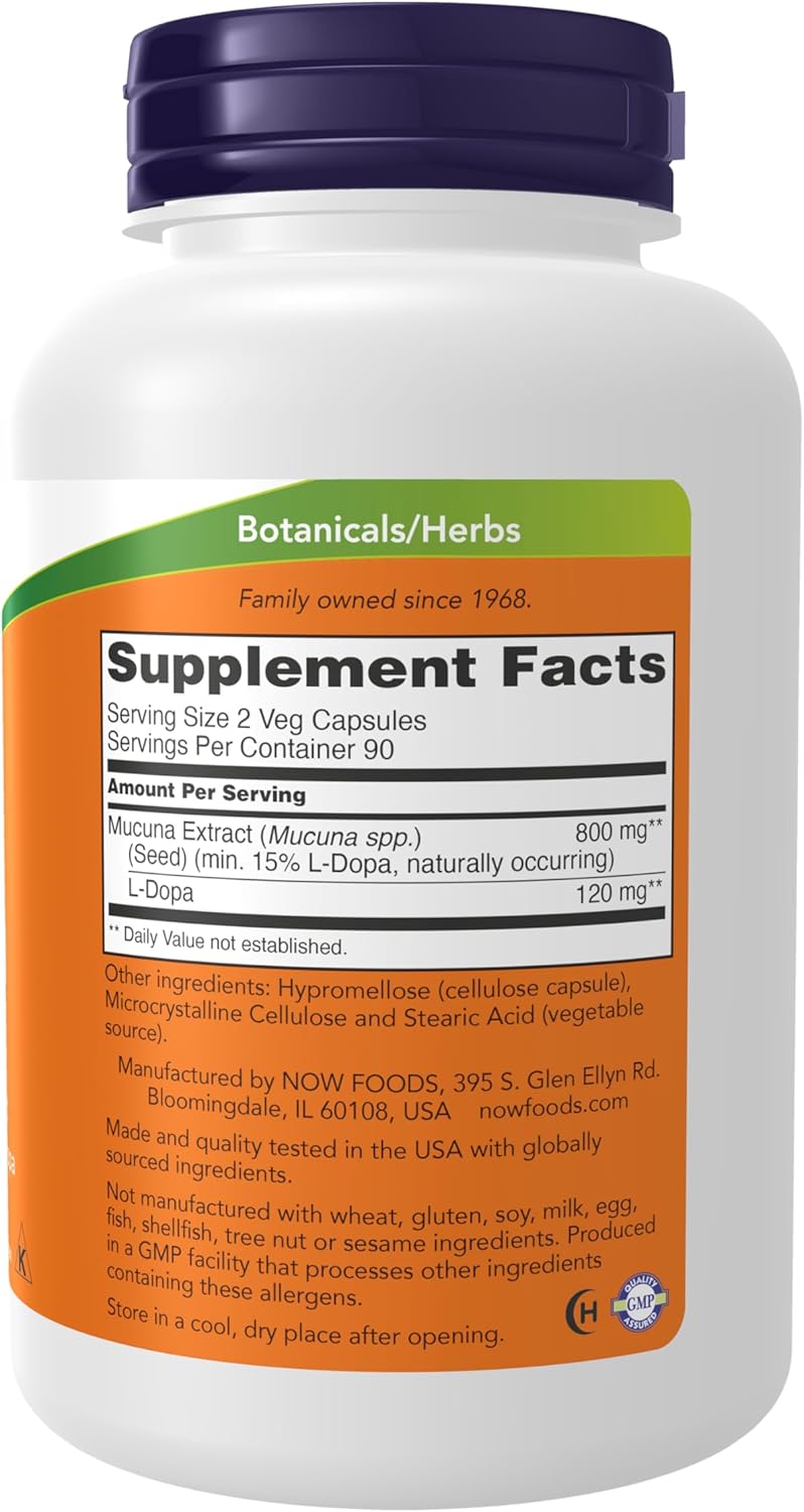 NOW Foods, Dopa Mucuna, 180 Veg Capsules - Galeri