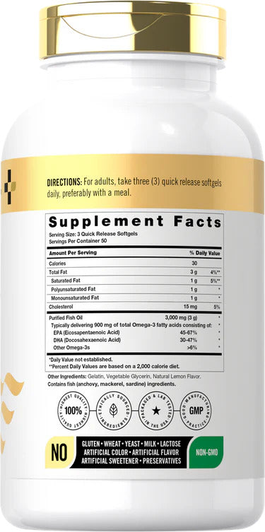 Horbaach Fish Oil Omega 3 Epa Dha 3000mg per serving | 150 Softgels - Galeri