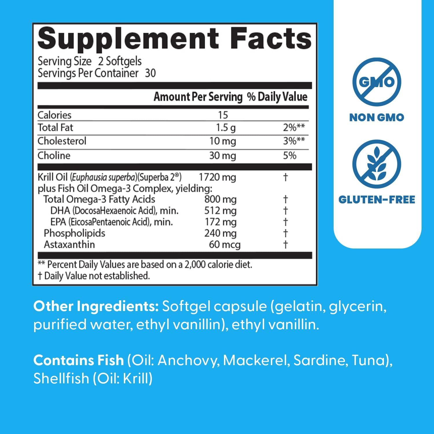 Doctors Best Enhanced Wild Antarctic Krill Oil Omega 3s Brain Health Phospholipids astaxanthin 60 Softgels - Galeri