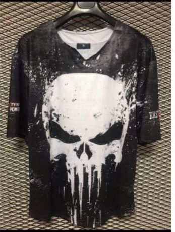 Punisher Baskili Siyah Oversize Beast Mode Tisort - Galeri