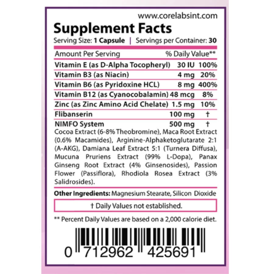 CORE LABS NIMFO Female Libido booster flibanserin 30 caps - Galeri