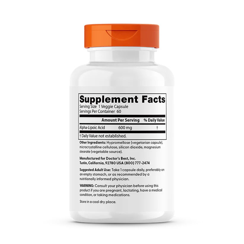 Doctor's Best Alpha-Lipoic Acid 600, Supports Antioxidant Function & Glycemic Balances, 60 Caps - Galeri