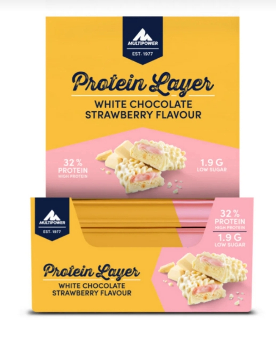 Multipower Protein Layer Bar 18 Adet Beyaz Cikolata Cilek Aromali Dusuk Seker
