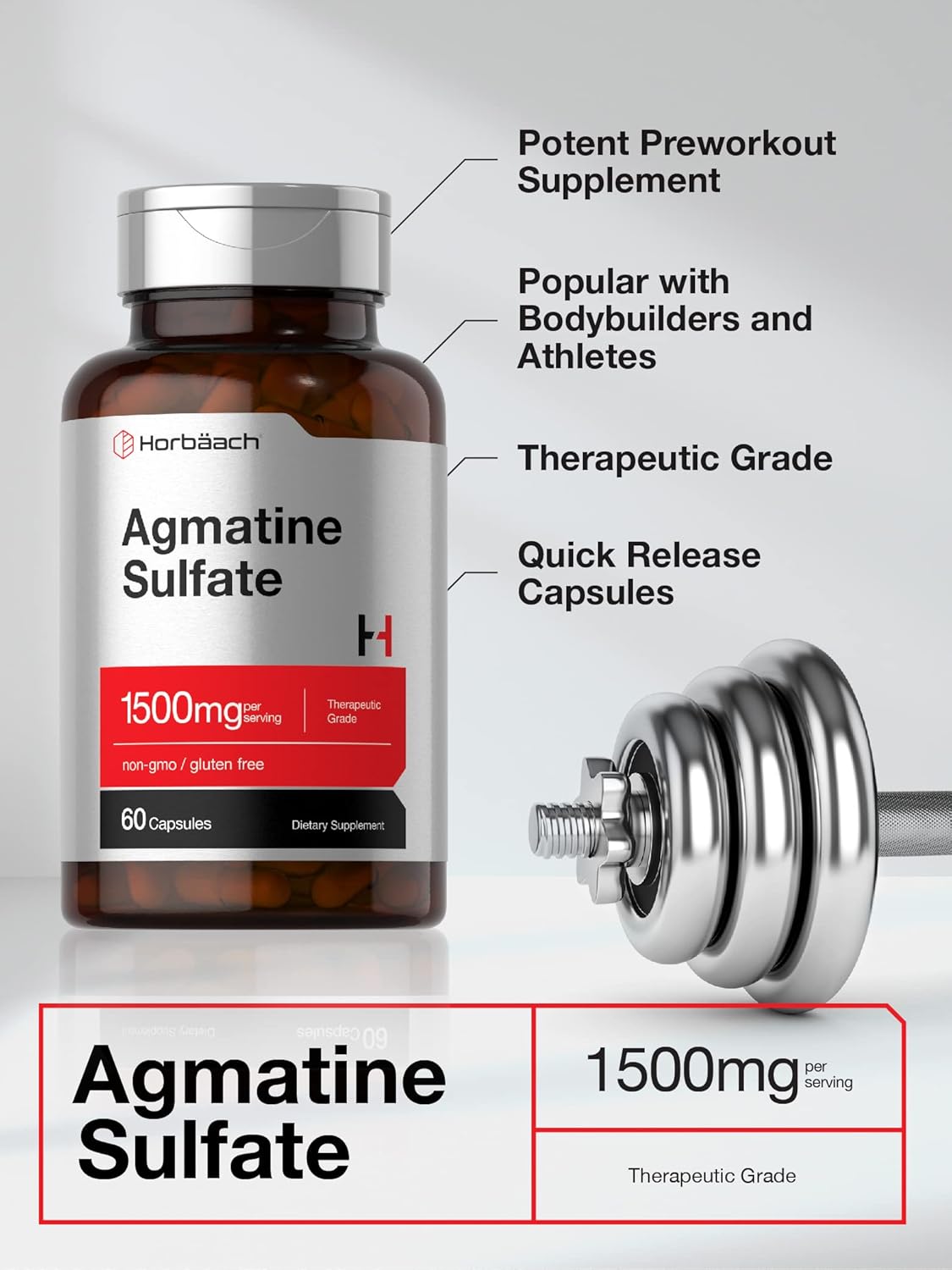 Horbäach Agmatine Sulfate L-Arginine 1500 mg 60 Caps - Galeri