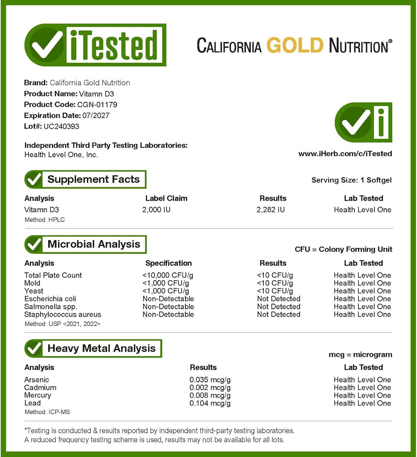 California Gold Nutrition Vitamin D3, 50 mcg (2,000 IU), 90 Fish Gelatin Softgels - Galeri