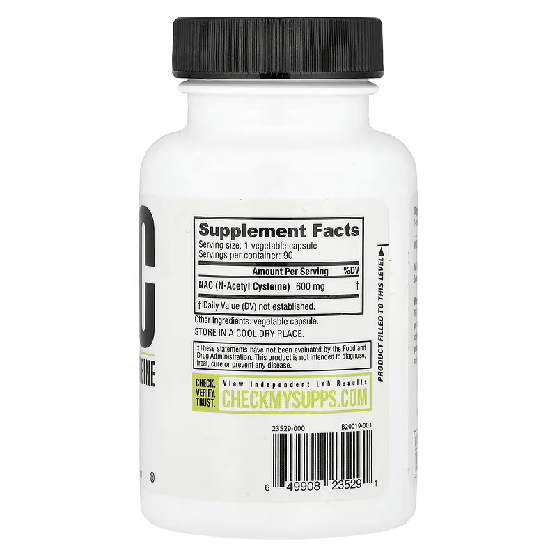 NutraBio, NAC N-Acetyl Cysteine, 600 mg, 90 Veggie Capsules - Galeri