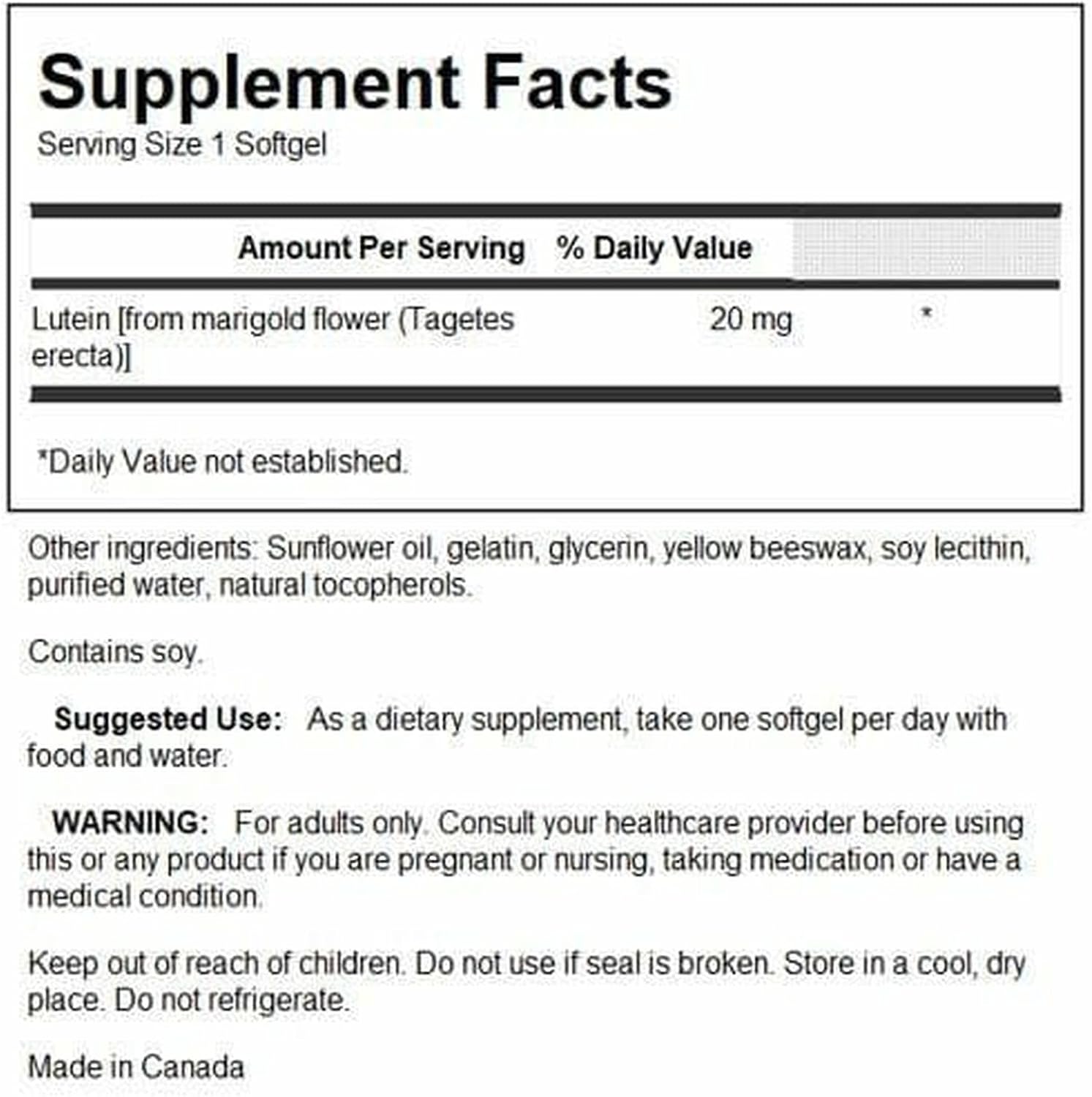 Swanson Lutein Eye and Vision Health 20 mg 60 Softgels - Galeri