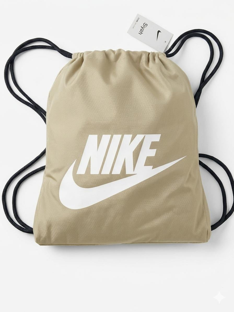 Nike Baskili Buzgulu Spor Sirt Cantasi Bej