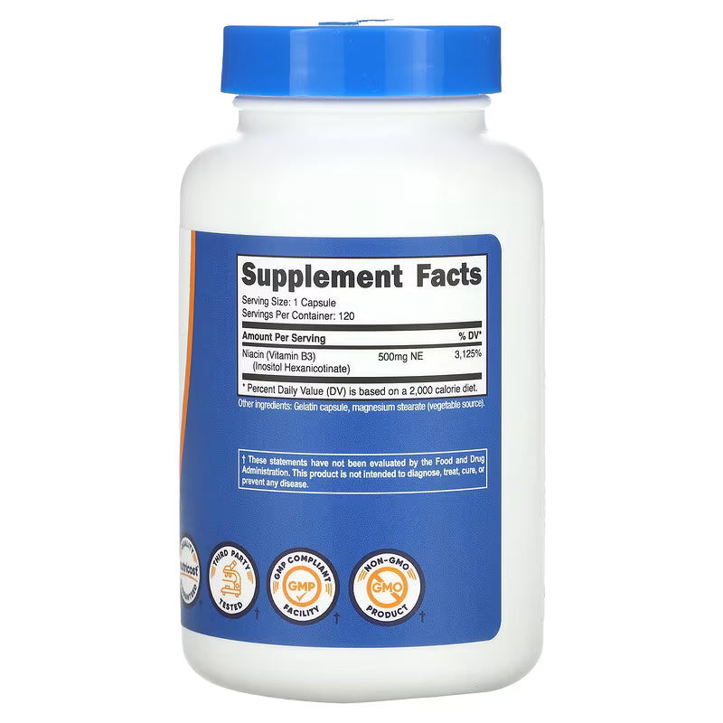 Nutricost Vitamin B3 Niacin Flush-Free 500 mg 120 Capsules - Galeri