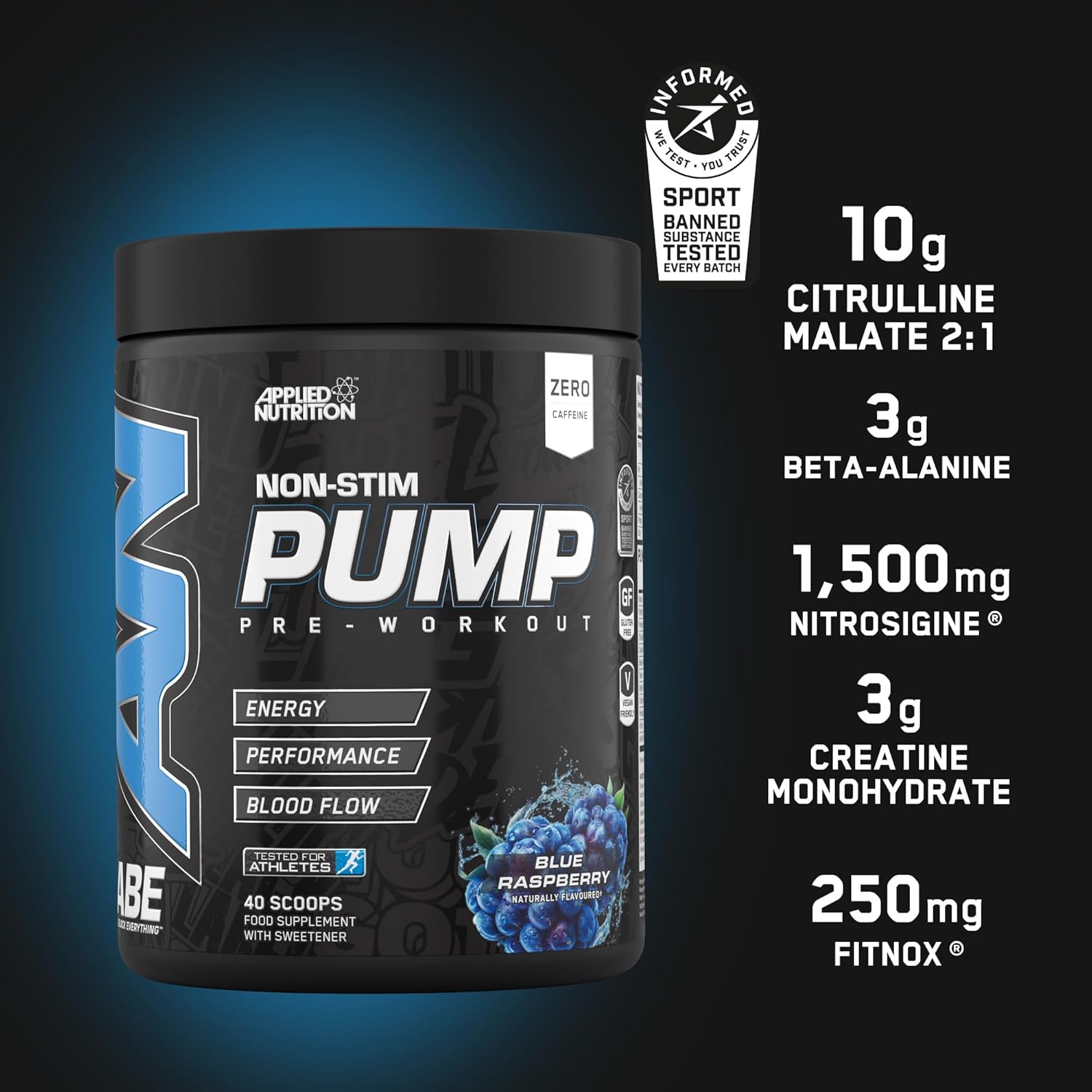 Applied Nutrition ABE Stim Free Pump PreWorkout Energy & Strength with Citrulline Creatine Beta Alanine 40 servis - Galeri