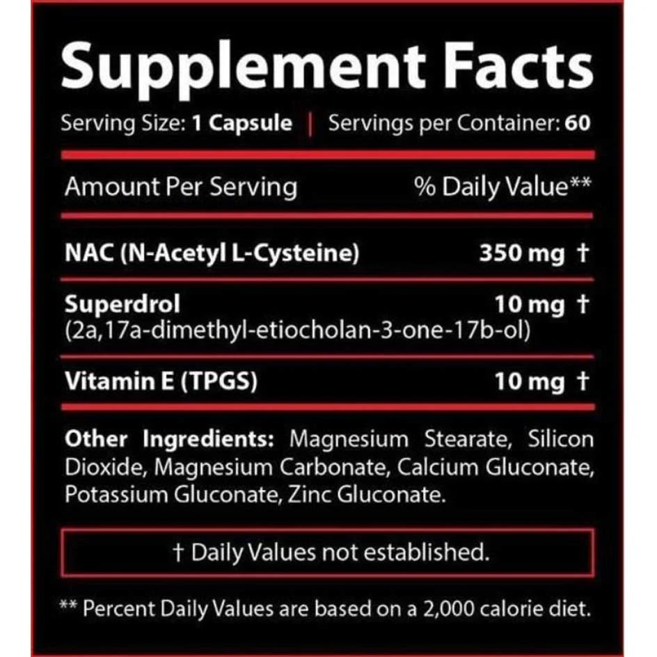 Core Labs X SuperDrol+Nac N-Acetyl Cysteine+Vitamin E 60 caps - Galeri