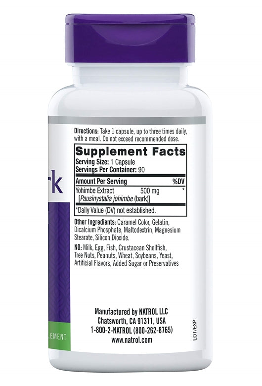 Natrol Yohimbine Bark 500 mg 90 Capsules - Galeri