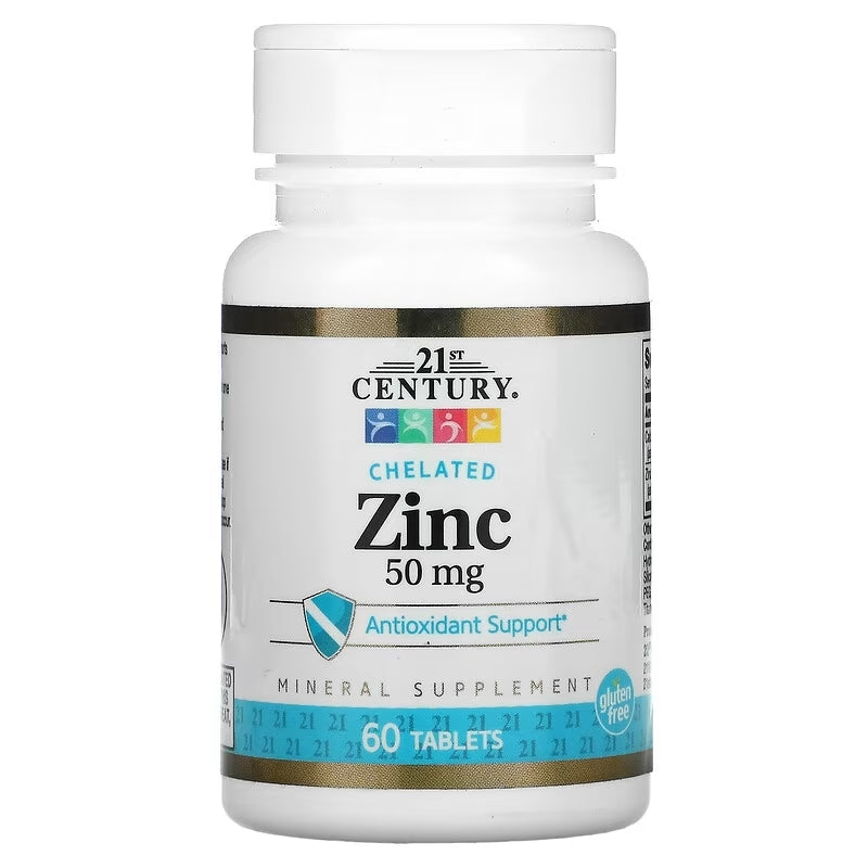 21st Century Chelated Zinc(Çinko) Demir ekstrat 50 mg 60 Tablets
