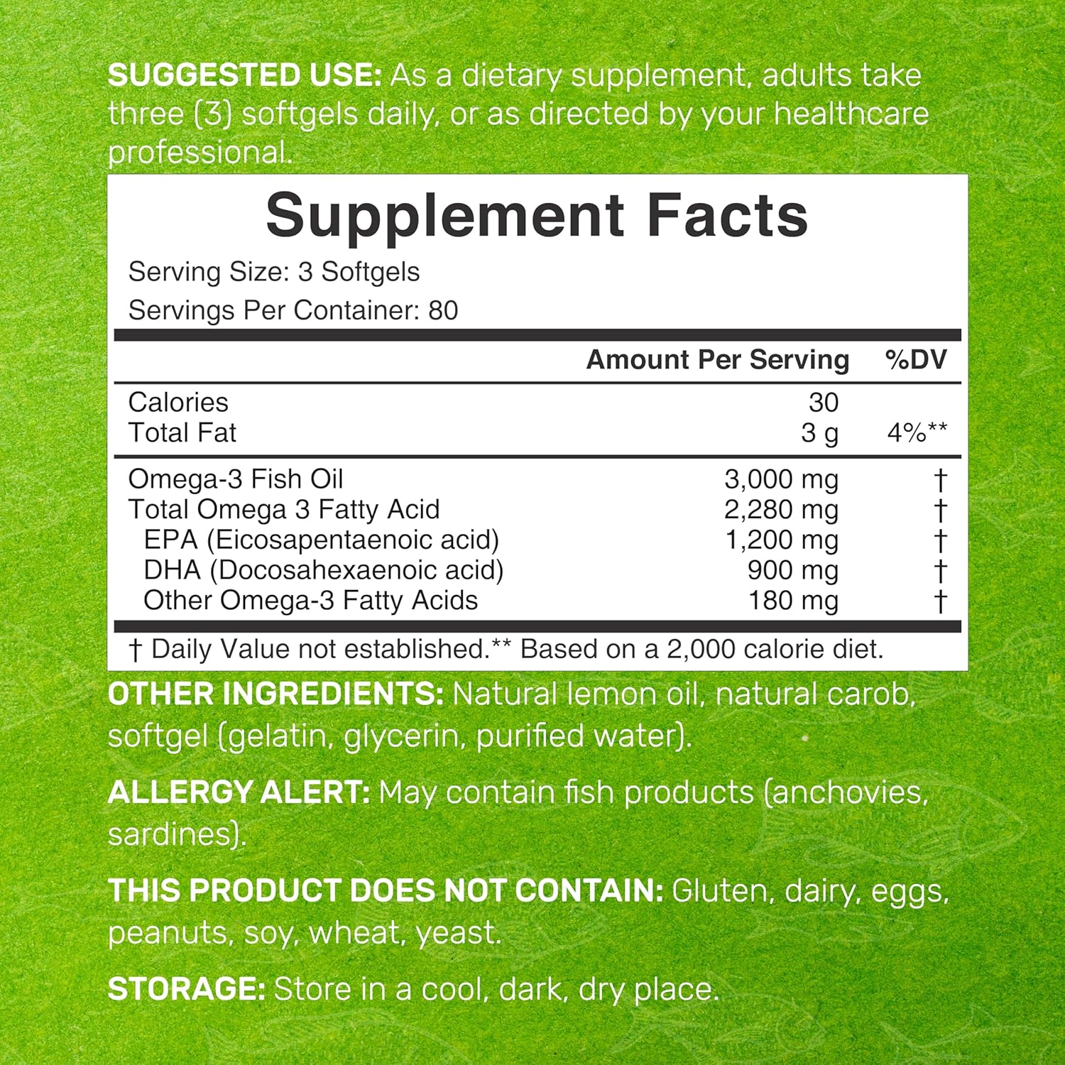 DEAL SUPPLEMENT Omega 3 Fish Oil EPA DHA Brain & Heart Support 3,000mg 240 Softgels - Galeri