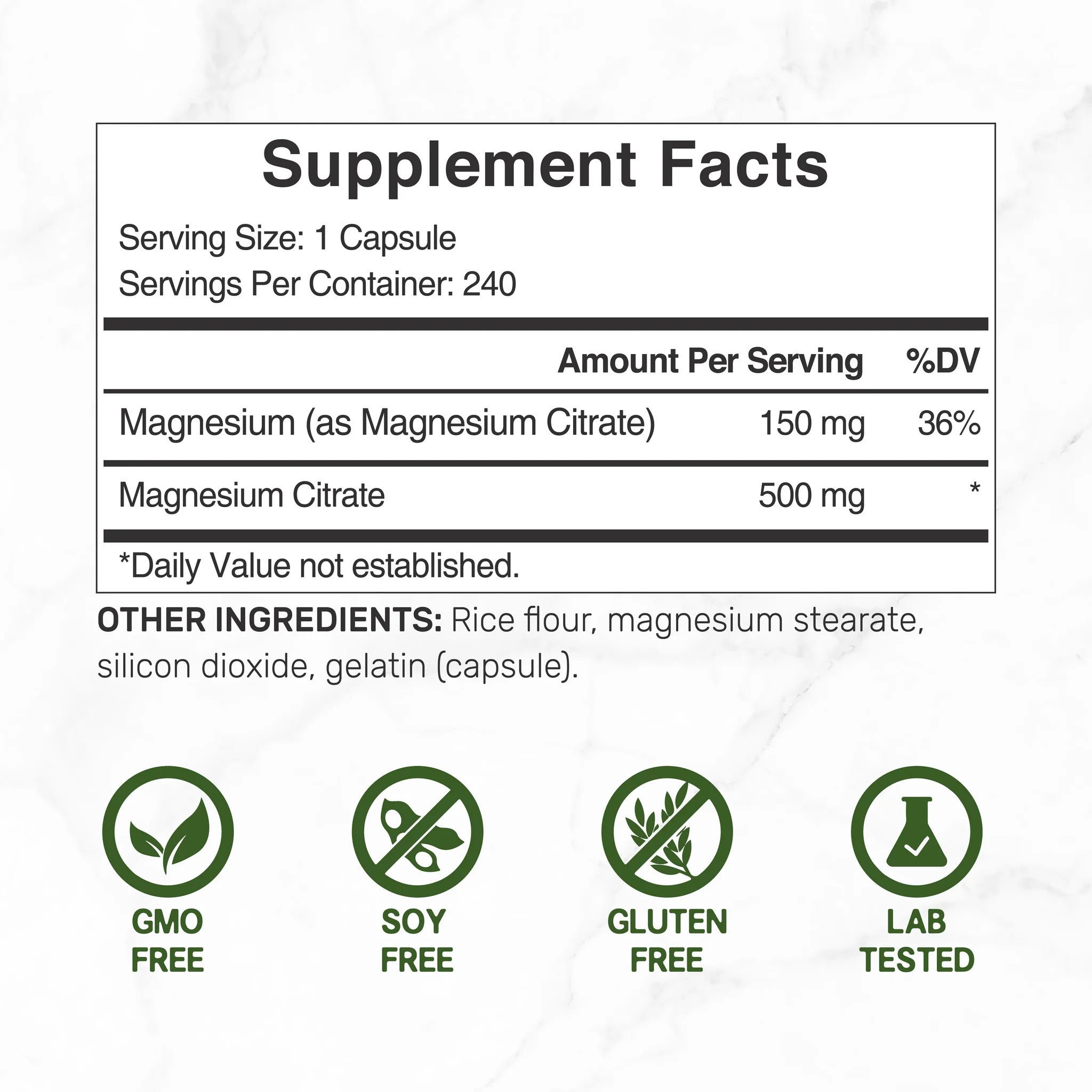 Deal Supplement Magnesium (Magnezyum) Citrate 500mg, 240 Capsules - Galeri