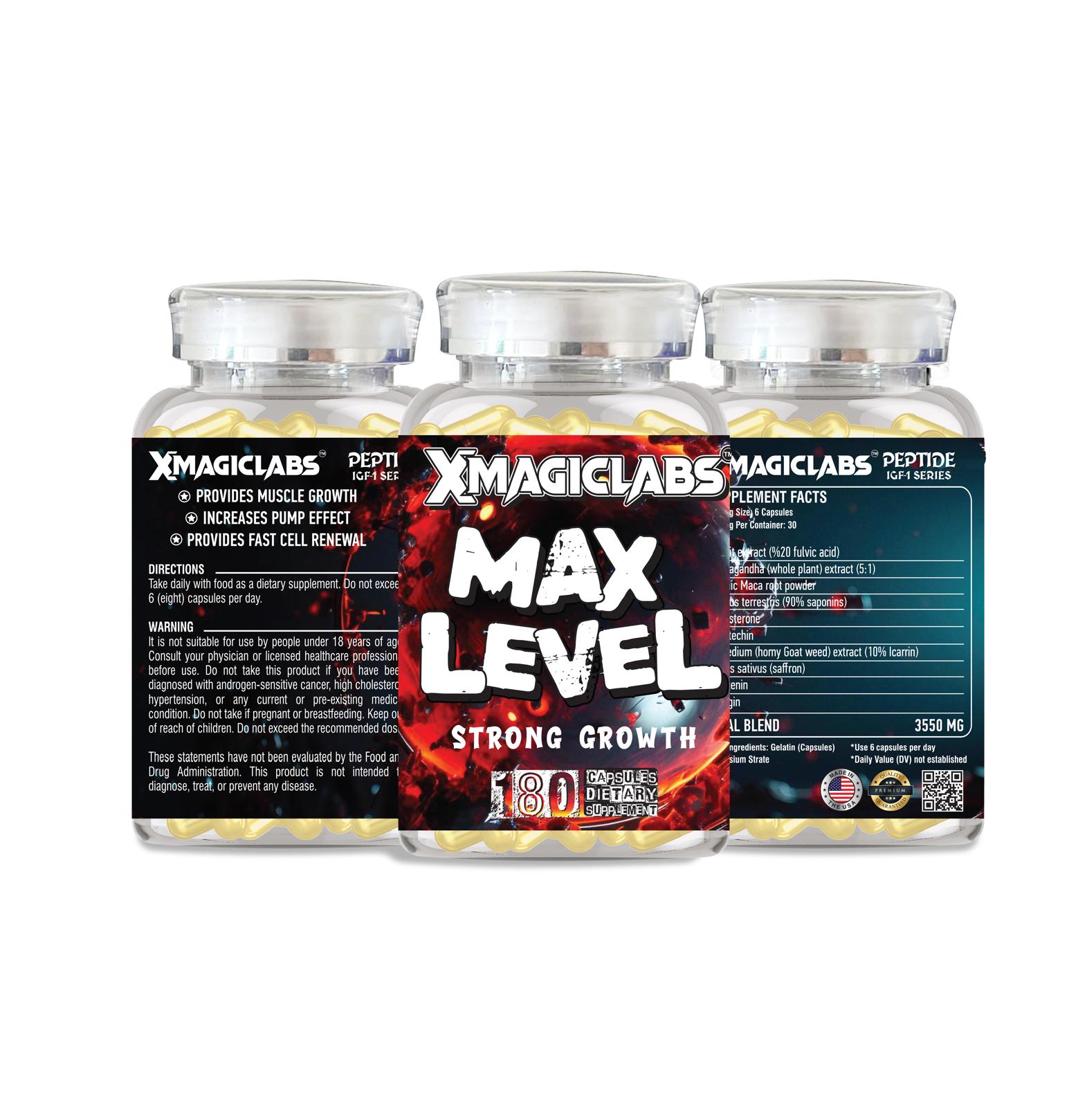 Xmagiclabs Max Level GH Shilajit, Ashwagandha, Maca, Tribulus, Turkesteron  180 CAPS - USA MENŞEİ FDA ONAYLI - Galeri