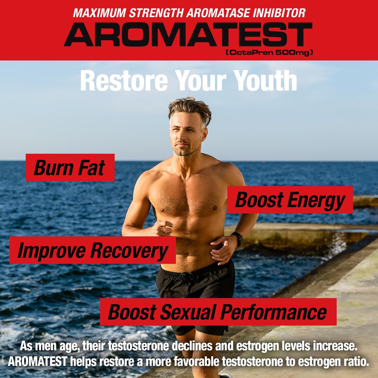 MuscleMeds AROMATEST Testosterone Booster & Aromatase Inhibitor, Lowers Estrogen, Supports Muscle Building & Strength, Anti-Aging Hormone Replacement for Men, 30 Liquid caps - Galeri