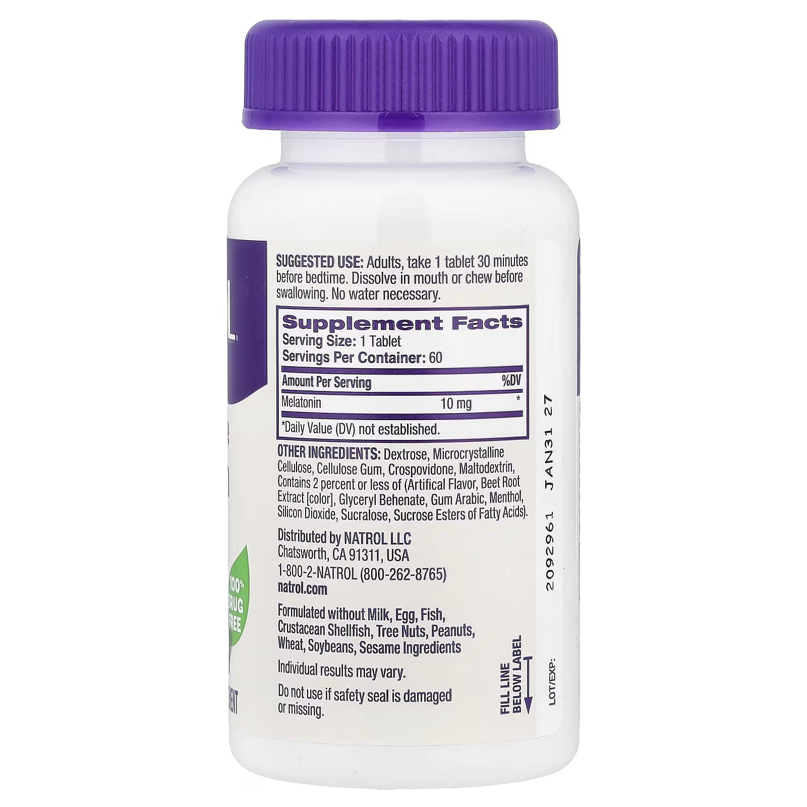Natrol Fast Dissolve Melatonin 10mg Tablet - Strawberry Flavor, 60 Count Sleep Support Tablet - Galeri