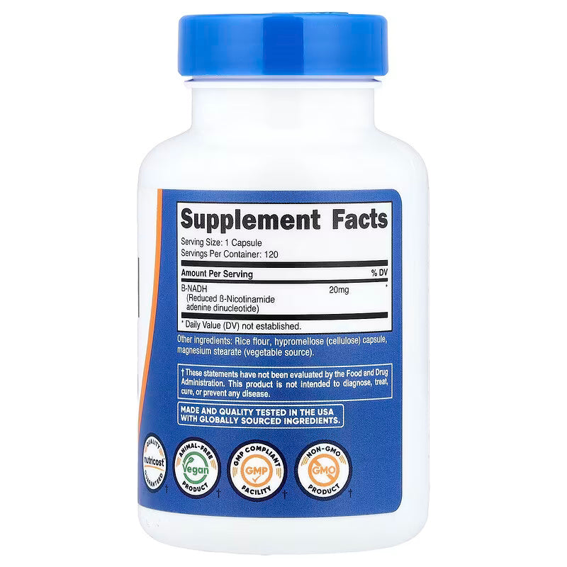 Nutricost NADH Nicotinamide Adenine Dinucleotide 20 mg 120 Capsules - Galeri