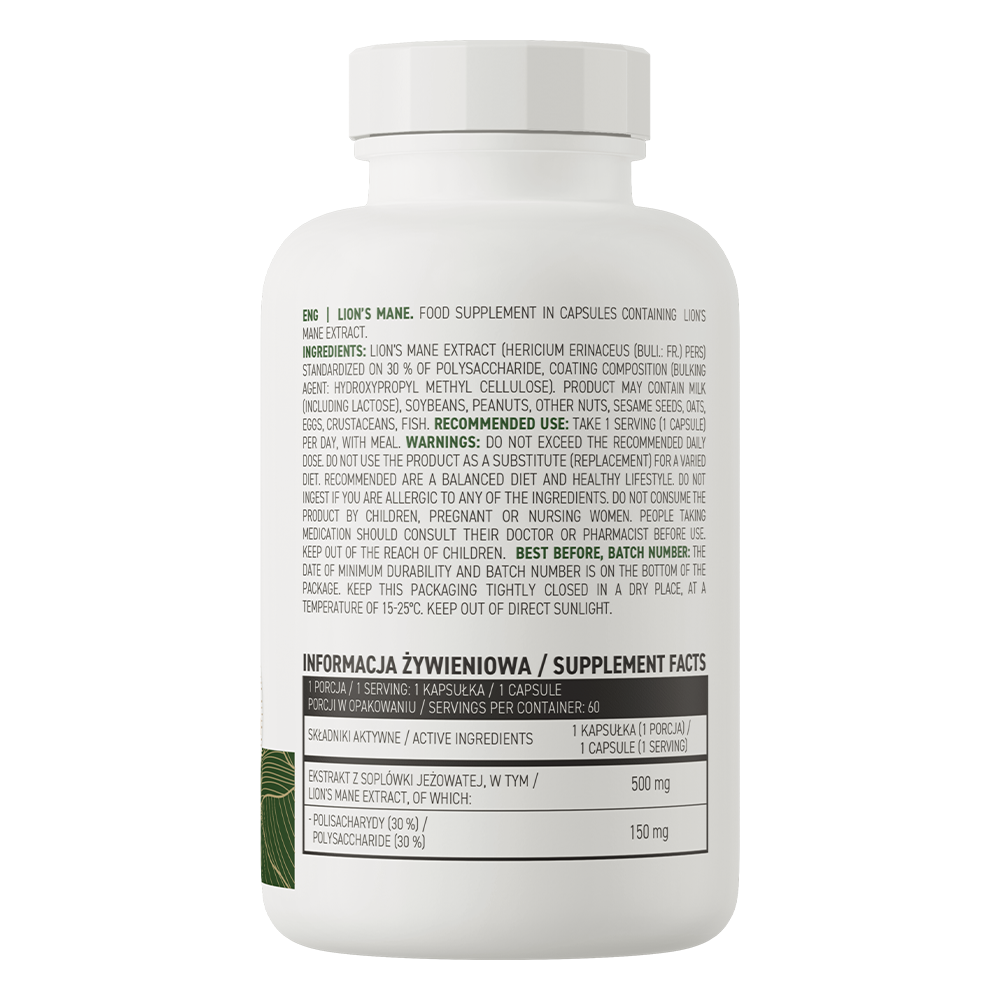OstroVit Lion's Mane (Aslan Yelesi Özü)  VEGE 500 mg 60 capsules - Galeri