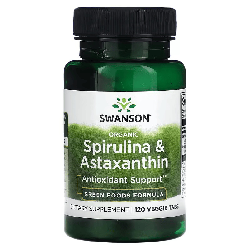 Swanson Organic Spirulina Astaxanthin Greens Superfoods 120 Veggie Tabs