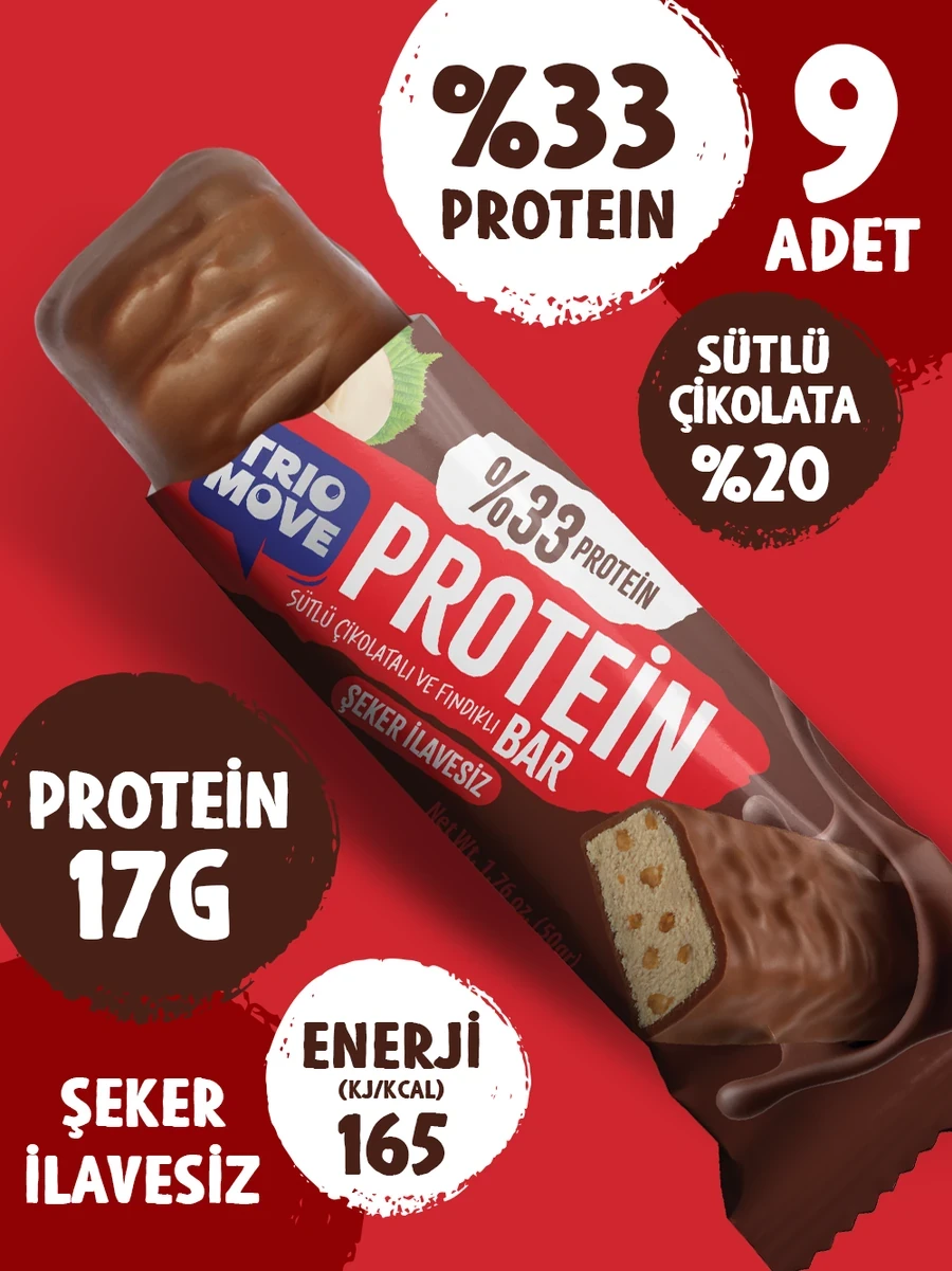 Trio Move Protein Bar 9 Adet X 50 Gr Sütlü Çikolatalı &amp; Fındıklı - Galeri