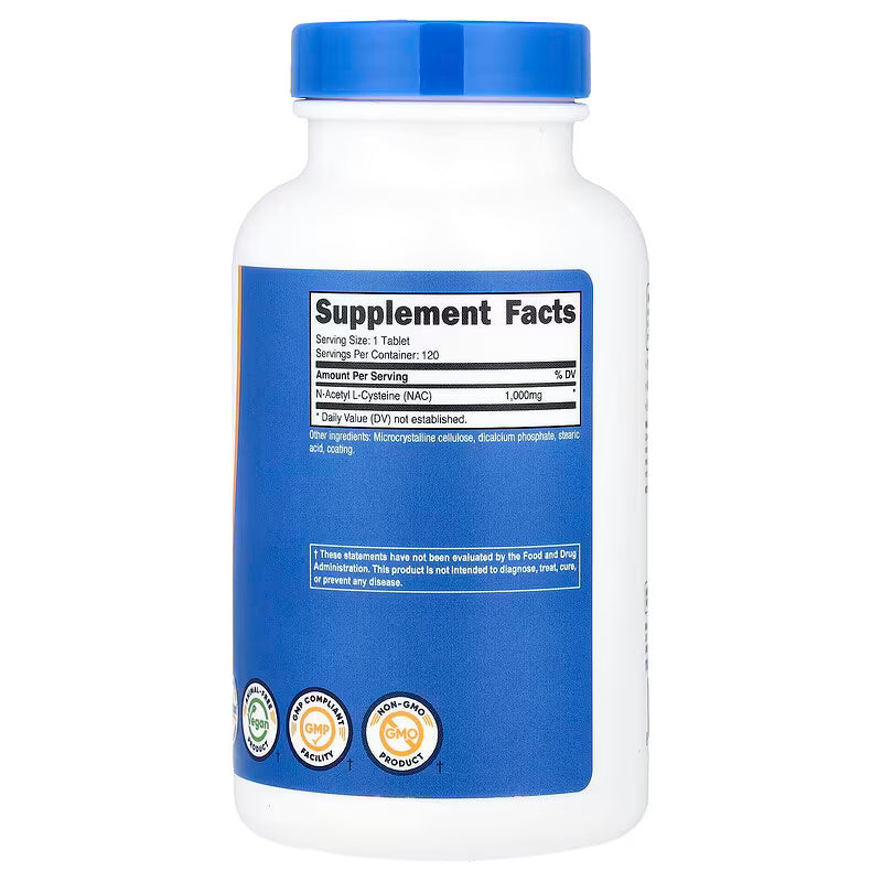 Nutricost NAC N-Acetyl L-Cysteine 1,000 mg 120 Tablets - Galeri