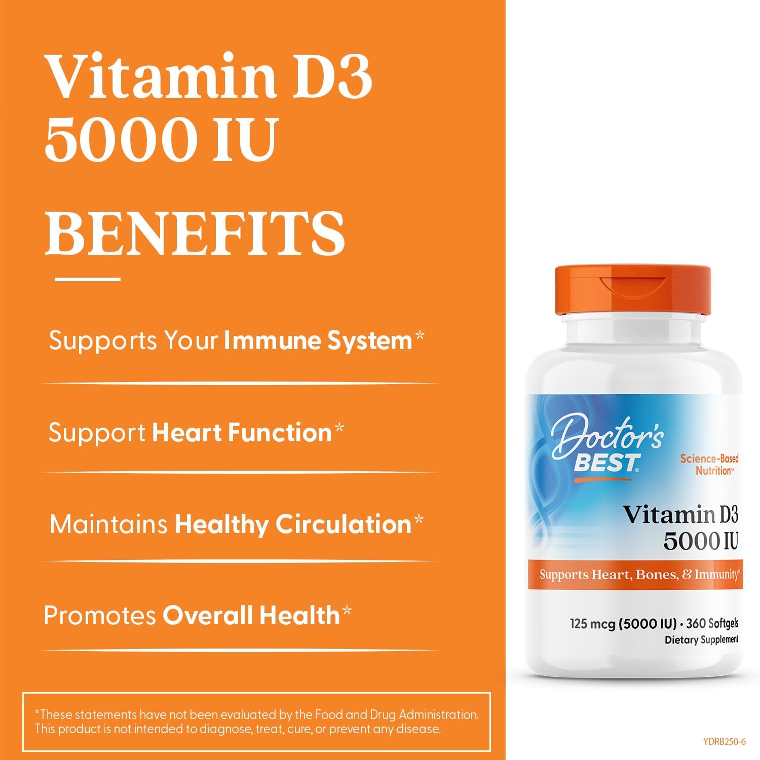 Doctor's Best Vitamin D3 5000 IU Men & Women - Vitamin D Immune System 360 Softgels - Galeri