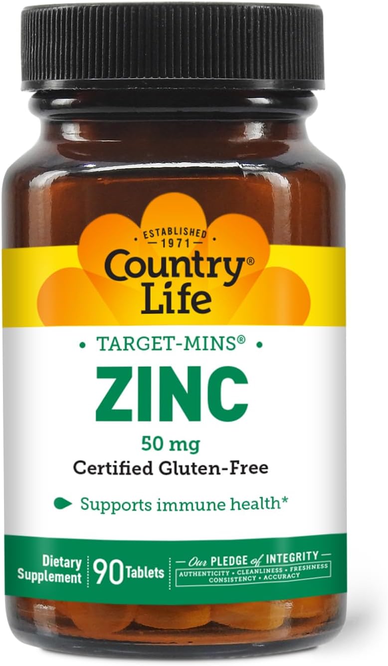 Country Life Target-Mins Zinc citrate , picolinate , bisglycinate 50 mg 90 Tablet Immune Health - Galeri