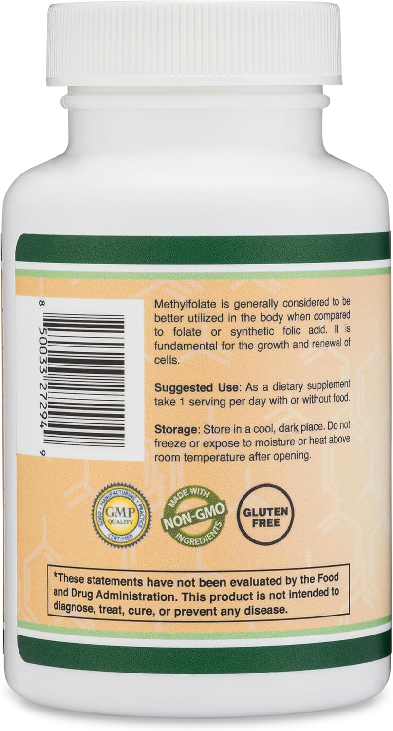Double Wood Methylfolate 1,000mcg, 120 Caps Methylated Folate More Active Form of Folate Than Folic Acid - Galeri