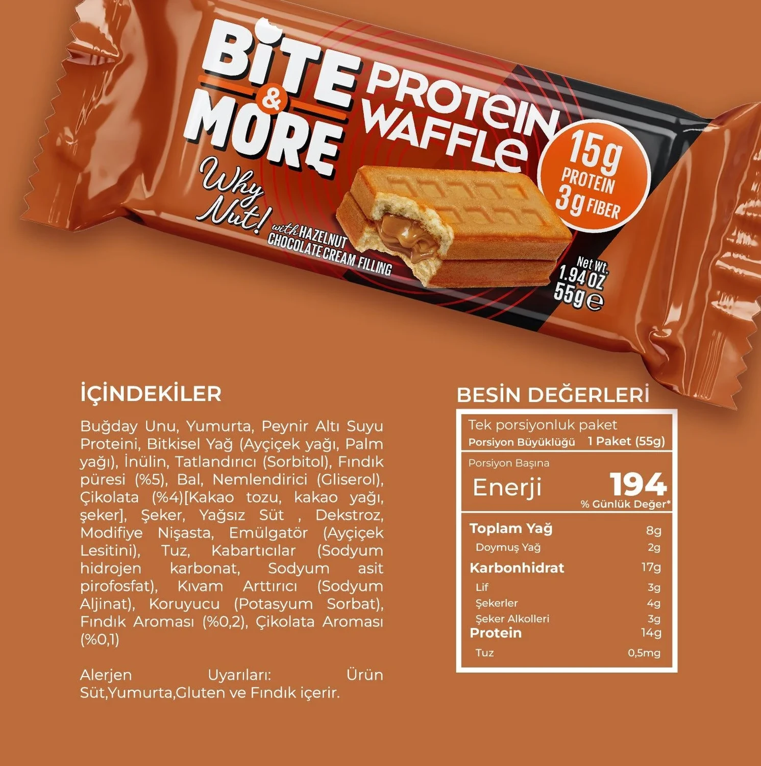 Fındık Kremalı Protein Waffle (55g x 12 Adet) - Galeri