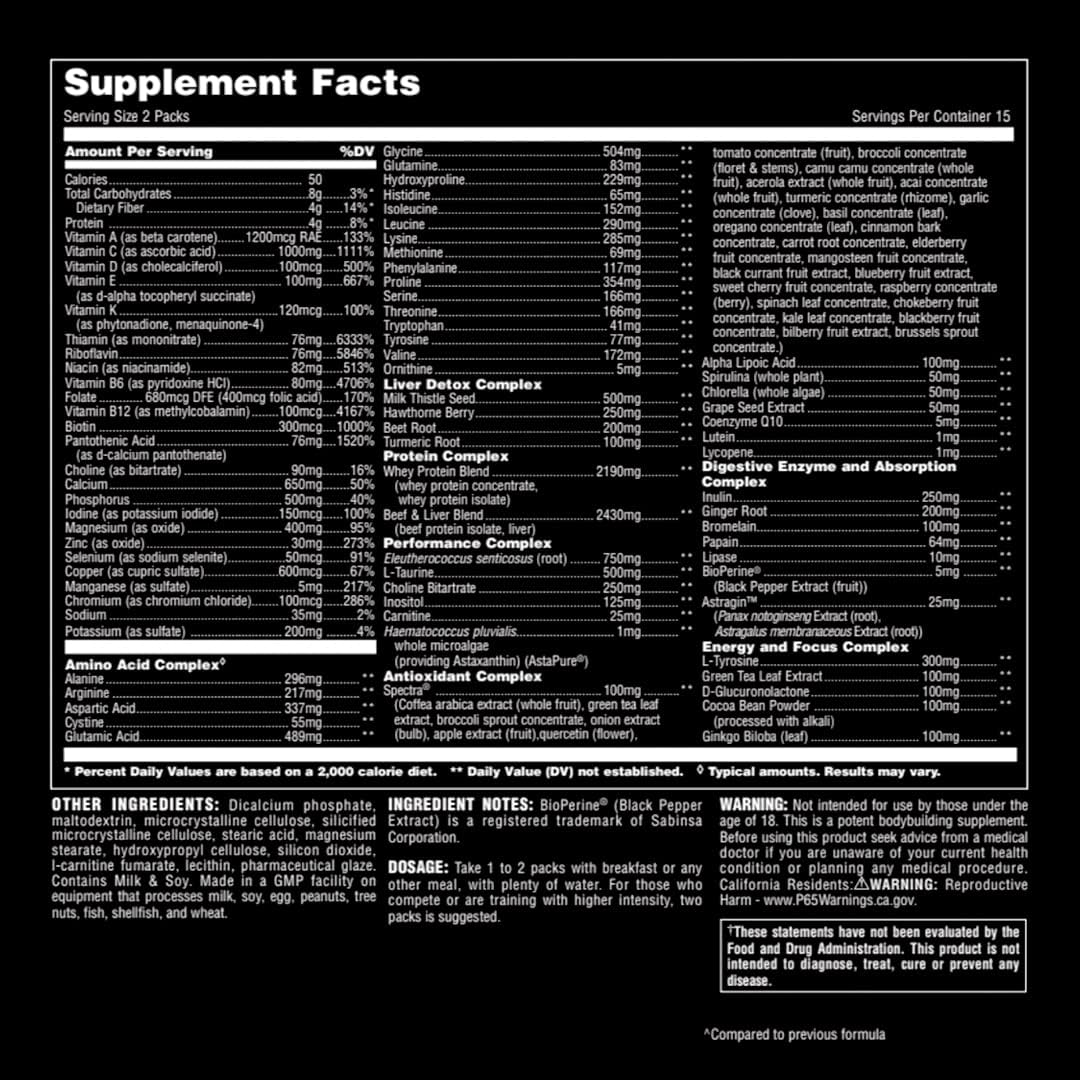 Universal Animal Pak - Convenient Multivitamin for Men & Women Daily All-in-One Vitamin & Supplement Pack - Galeri
