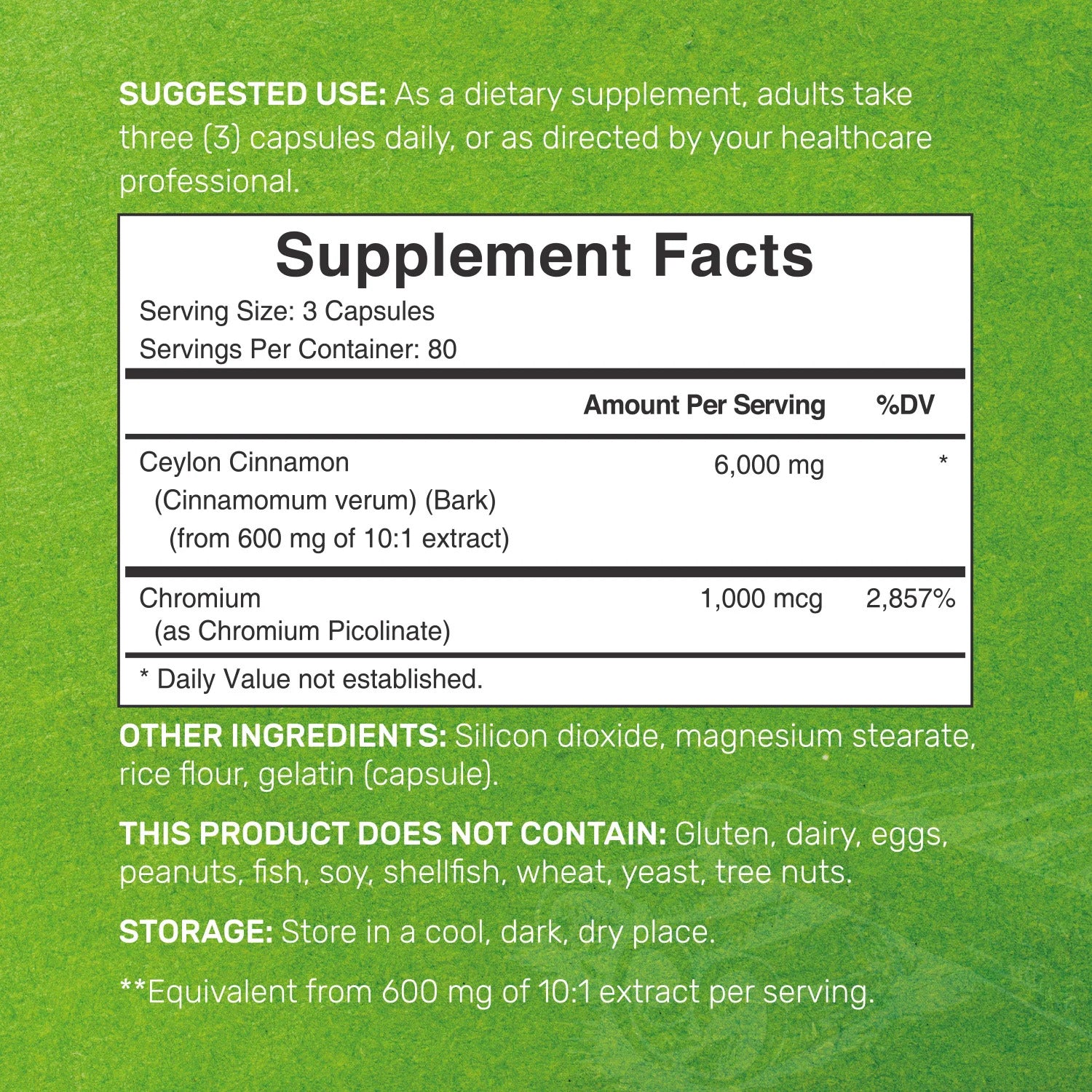 Deal Supplement Ceylon Cinnamon 6,000mg with Chromium 1,000mcg Per Serving, 240 Caps - Galeri