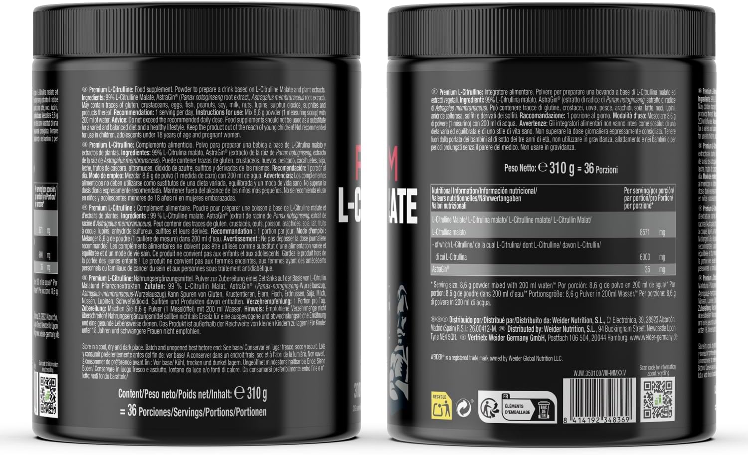 WEİDER Premium L-Citrulline (Sitrulin) Malate Preworkout – 310 gr - Galeri