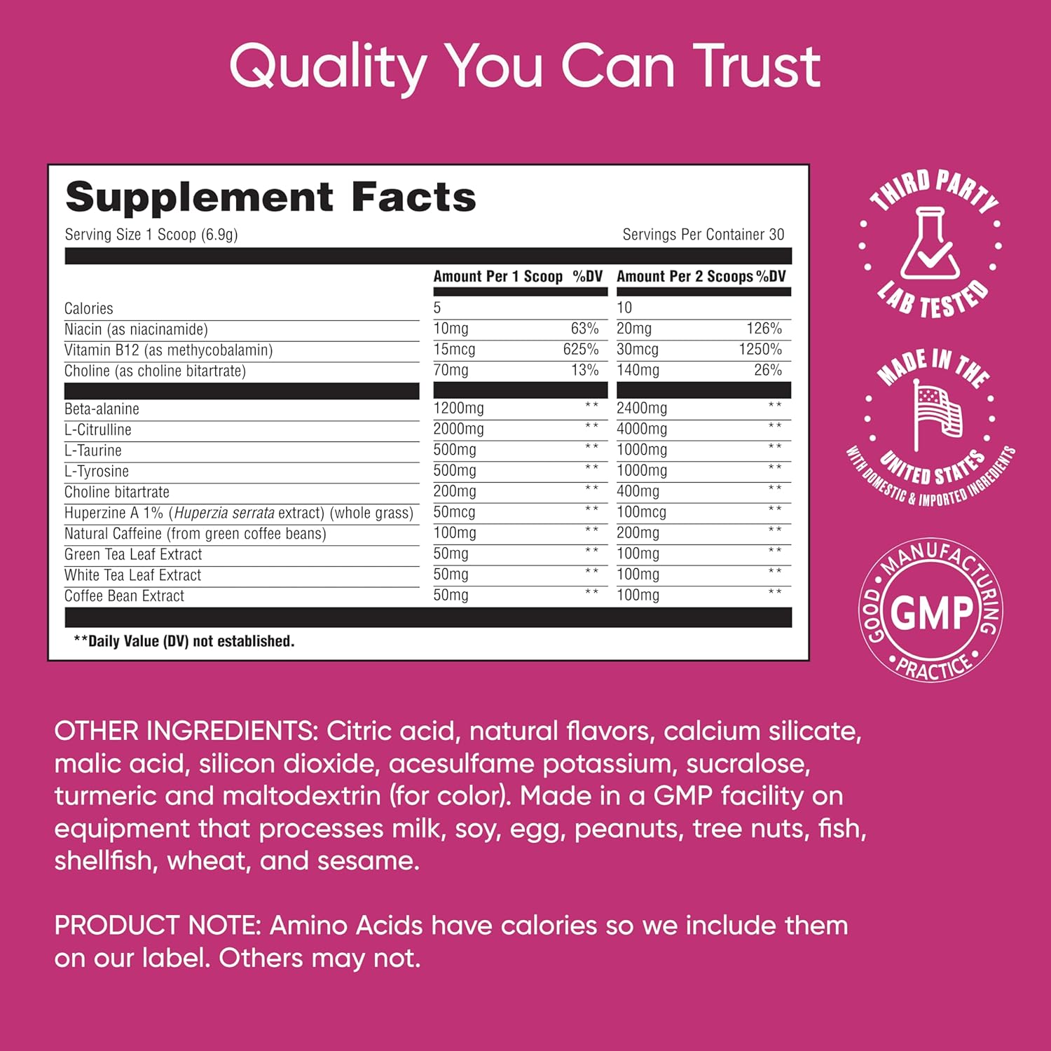 Universal U Boost & Focus Powder Energy and Cognitive B12 Niacin Choline L-Tyrosine Huperzine Beta Alanin Citrulline - Galeri