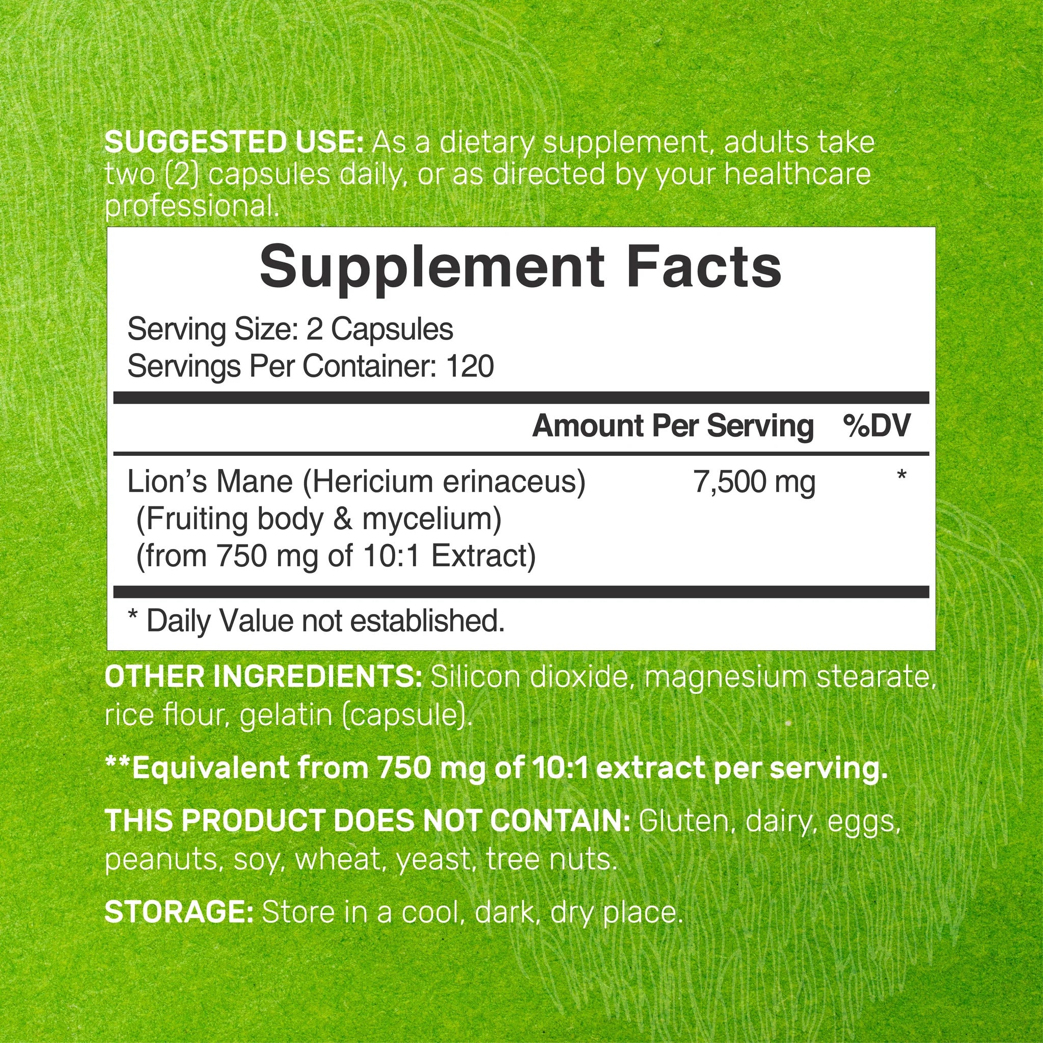 Deal Supplement Lions Mane Mushroom 7500mg Per Serving 240 Capsules - Galeri